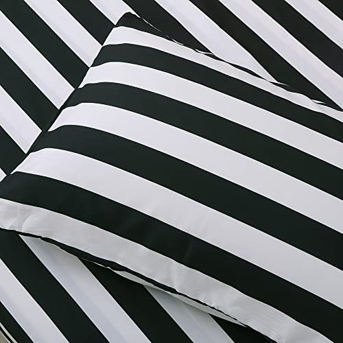 Vaulia Soft Microfiber Bed Sheet, With Deep Pocket Fully Elasticized, Black/White Stripes, King Size 4-Piece (Fitted Sheet Flat Sheet Pillowcase) #TOP4