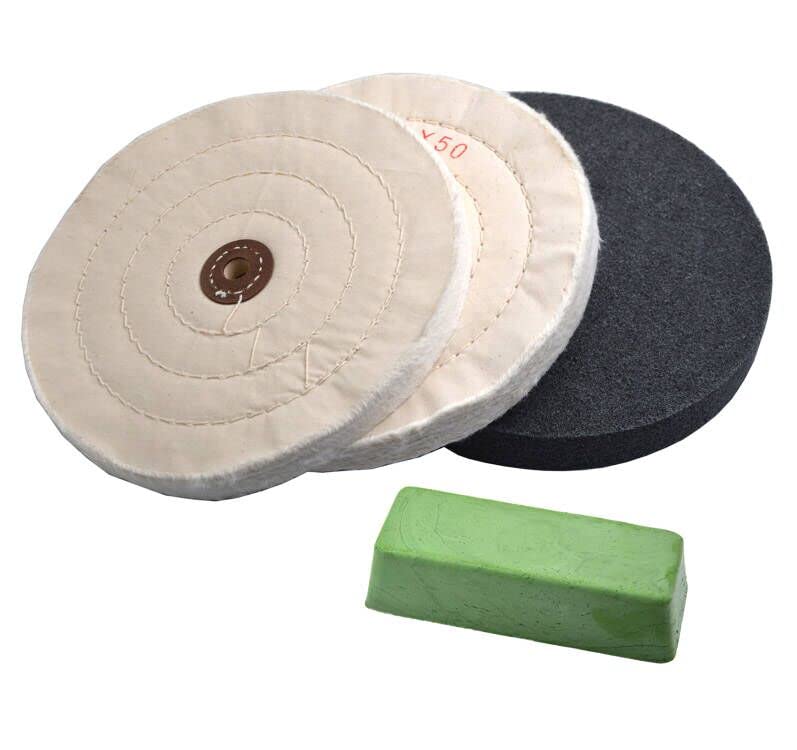 8''Diax1''Thickness x 3/4'' Bore,150#Grit,7P Hardness Nylon Wheel,with 2Pcs 8''Cotton Polishing Disc Buffing Fiber Grinding Pad Abrasive Set (8''Dx1''T-7P-150#)