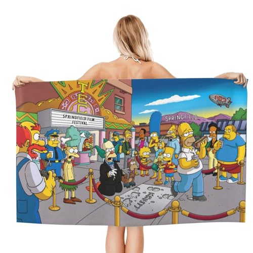 バスタオル ザ・シンプソンズ ビーチタオル フェイスタオル 吸水 速乾 抗菌 防臭 大判 タオル ファッション 柔らかい肌触り ラップタオル スポーツタオル 家庭用 ホテル 海辺旅行用 130*80cm