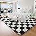KICMOR Area Rugs for Bedroom Living Room, 4x6 Black and White Fluffy Soft Checkered Rug Fuzzy Shag Shaggy Carpet, Indoor Plush Floor Rugs for Kids Boys Girls Teen Dorm Nursery Home Decor Aesthetic
