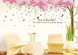 Jessie&letty Large Pink Sakura Flower Cherry Blossom Tree Wall Sticker Decals PVC Removable Wall Decal for Nursery Girls and Boys Children's Bedroom (blossom)