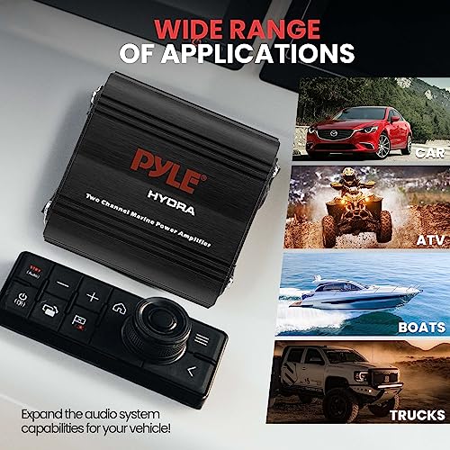 Pyle 2-Channel Marine Amplifier Receiver - Waterproof and Weatherproof Audio Subwoofer for Boat Stereo Speaker & Other Watercraft - 400 Watt Power, Wired RCA, AUX and MP3 Audio Input Cable by Pyle - Image 6