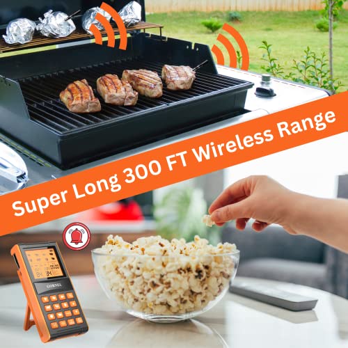 Gornel Wireless Meat Thermometer – Digital Cooking Thermometer With 2 Probes – 300Ft Remote Range Food Thermometer – Ip65 Waterproof Probes – Preprogrammed Temperatures - Ideal For Bbq, Oven, Grill #TOP2