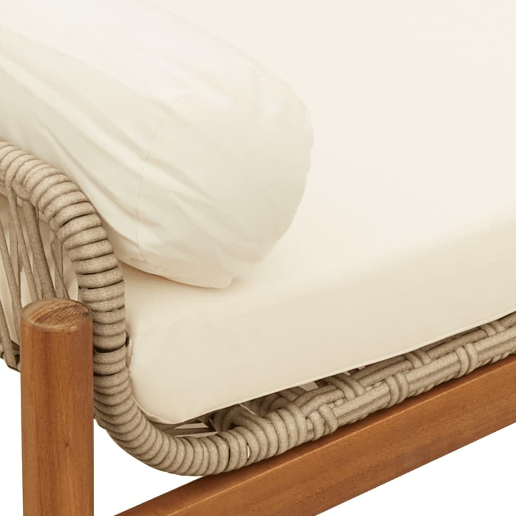 vidaXL Panca da Giardino con Cuscino Beige in Polyrattan e Acacia