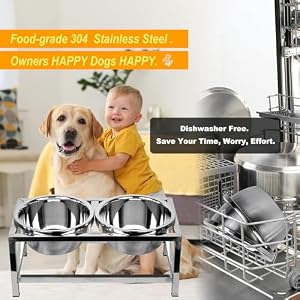 Stainless Steel Elevated Dog Bowls Feeding Station Pet Tall Weighted Lifted Raised Dog Bowl Stand Set Holder Dog Feeder Dish for Large Breed Medium Sized Dog(Diameter of Bowls: 9.4") Stainless Steel Elevated Dog Bowls Feeding Station Pet Tall Weighted Lifted Raised Dog Bowl Stand Set Holder Dog Feeder Dish for Large Breed Medium Sized Dog(Diameter of Bowls: 9.4″)