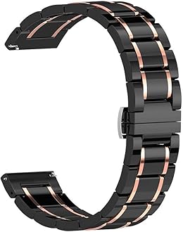 Watch Strap, 20mm 22mm 24mm Luxury Ceramic band for Women Men Watch Replacement Straps Smart Watch ceramic strap (Band Color : Black Rose Gold, Band Width : 24mm)