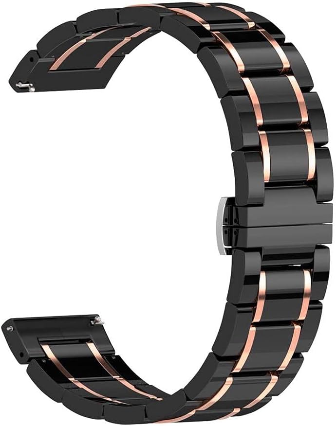 Watch Strap, 20mm 22mm 24mm Luxury Ceramic band for Women Men Watch Replacement Straps Smart Watch ceramic strap (Band Color : Black Rose Gold, Band Width : 24mm)