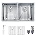 Mowa HKN33DE Pro Series R10 Tight Radius Handmade 33" 16 Gauge Stainless Steel Undermount 50/50 Equal Double Bowl Modern Kitchen Sink