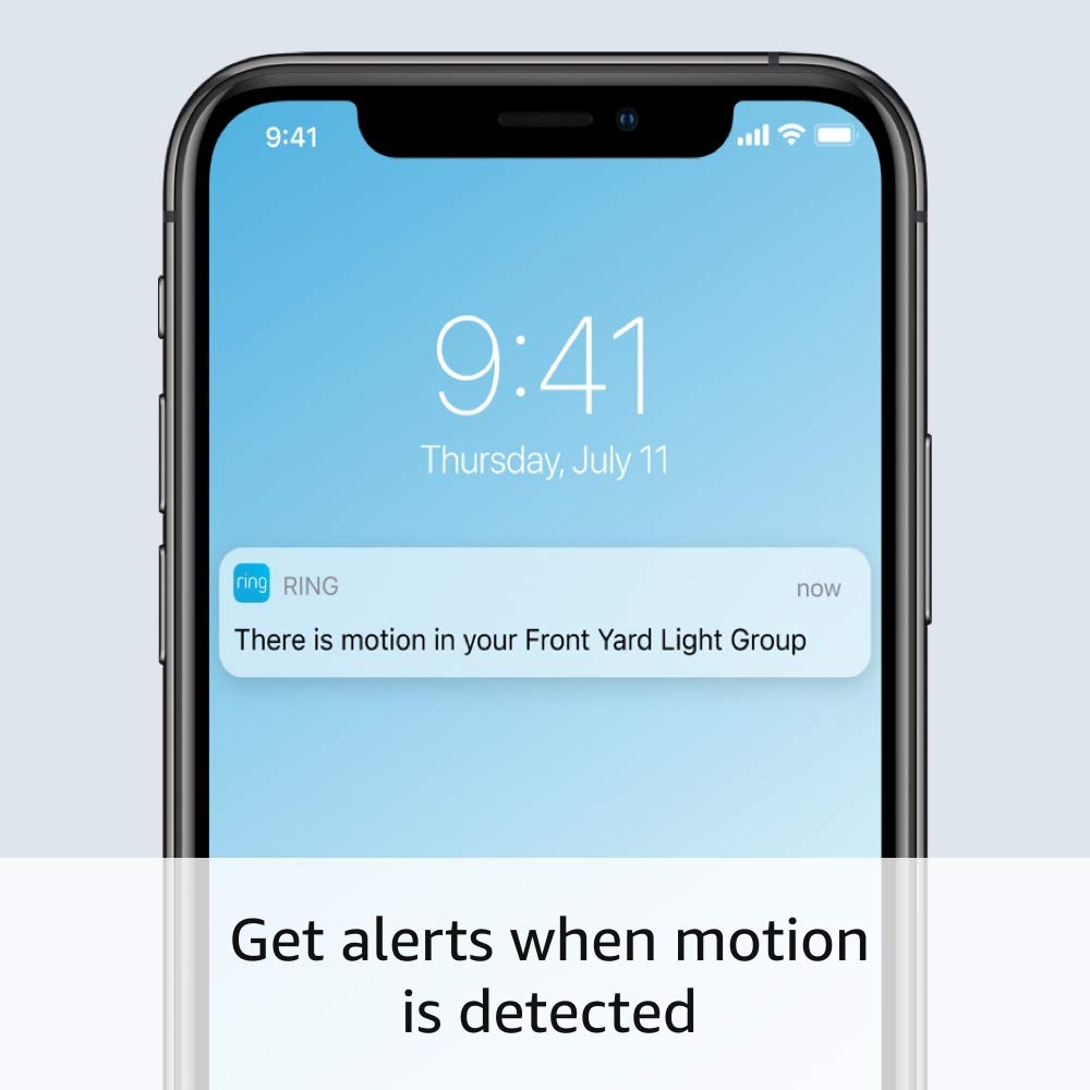 Ring Wall Light Solar — Motion-activated wall light, bright LEDs, works with Amazon Sidewalk, White