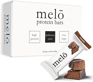 melō protein bars (12 count, Brownie)- high protein, low sugar, fluffy marshmallow-like center, gluten free snack with no artificial sweeteners