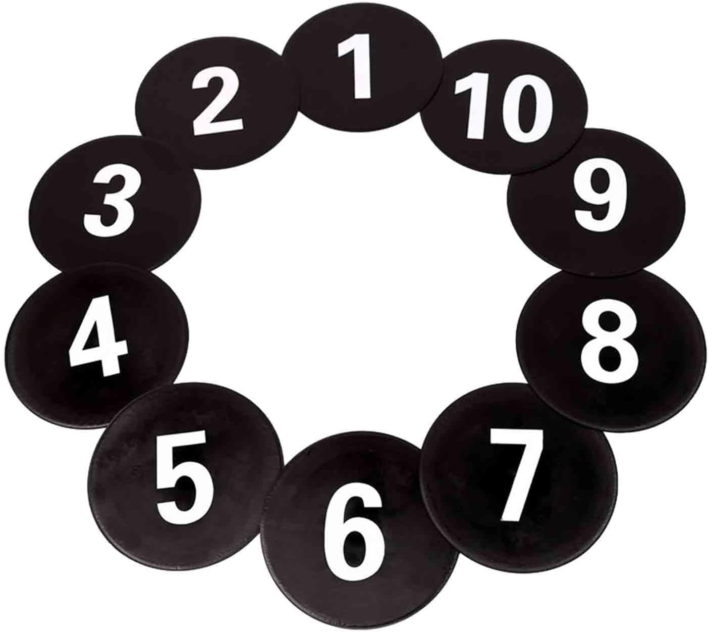 Numbered Floor Markers for Athletic Training Sessions, Black
