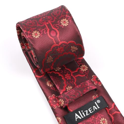 Image of Alizeal Mens Vintage Solid Plaid Tie with Pocket Square 3.15inches Necktie Set