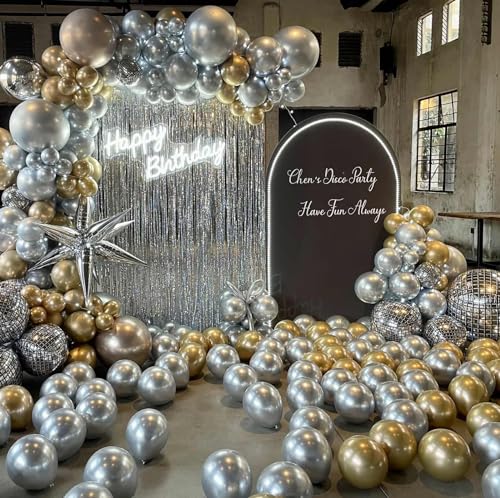Image of 10 Inch Metallic Silver Balloons, 100 Pcs Latex Helium Metallic Balloons for Kid's Birthday Party Baby Shower Wedding Graduation Graduation Party Decorations