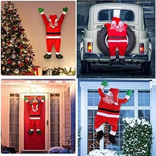 COTTNY 3.5/5.5 FT Large Christmas Hanging Santa Decoration,Hanging Santa Claus Christmas Decorations for Indoor Outdoor Home Door Wall Windows Car Stairwells Roofs Decoration