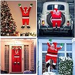 COTTNY 3.5/5.5 FT Large Christmas Hanging Santa Decoration,Hanging Santa Claus Christmas Decorations for Indoor Outdoor Home Door Wall Windows Car Stairwells Roofs Decoration