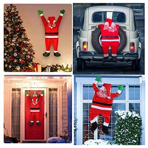 COTTNY 3.5/5.5 FT Large Christmas Hanging Santa Decoration,Hanging Santa Claus Christmas Decorations for Indoor Outdoor Home Door Wall Windows Car Stairwells Roofs Decoration