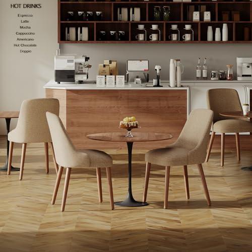 Image of MALOL Upholstered Dining Chairs Set of 6, High-Back Dining Room Chair with Wood Legs, Padded Kitchen Chairs for Dining Room /Restaurant /Cafe, Camel