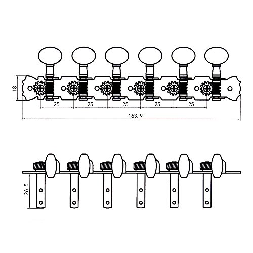 Bqlzr Chrome String Acoustic Guitar Machine Heads Pack Of 12 6L6R #TOP6