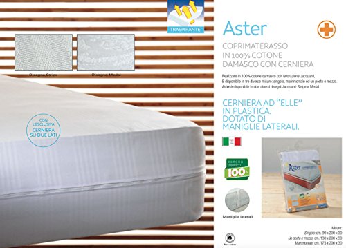 Protège-matelas avec fermeture éclair et poignées latérales aster Lit 1 place et demi Fasciato