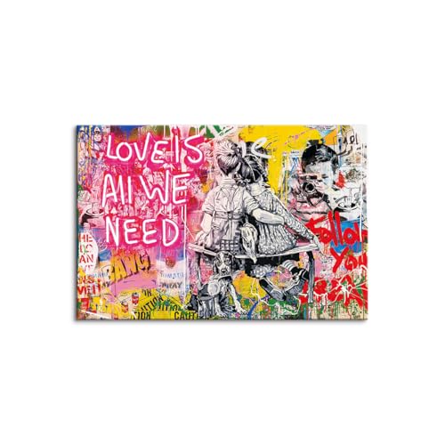 ?�|�X�^�[������ Banksy�o���N�V�[�A�[�g�p�l�� 5���Z�b�g ����G �Ǌ|���A�[�g �t���[�� ���_�� �{�[�h �G�� ������ꂽ �C���e���A�������� �Ǌ|�� �ؘg�t���̊����i? (40x60cm�i16x24in�j,E)