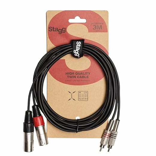 Stagg Cable RCA macho doble a XLR macho STC3CMXM de 3 m de la serie S
