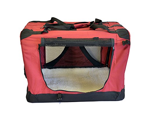 topPets Portable Soft Pet Crate or Kennel for Dog, Cat, or Other Small Pets. Great for Indoor and Outdoor (Maroon Red, Medium: 24"x16"x16")