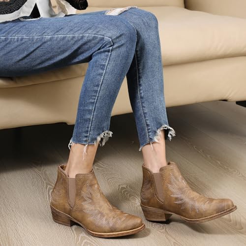 Image of GLOBALWIN Women's Cowgirl Boots Pull On Ankle Booties