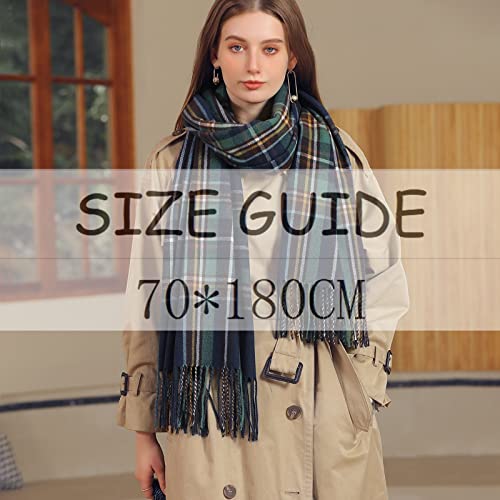 Womens Fall Winter Thermal Scarf Classic Plaid Print Tassel Soft Warm Blanket Scarves Ladie's Shawl Wraps3
