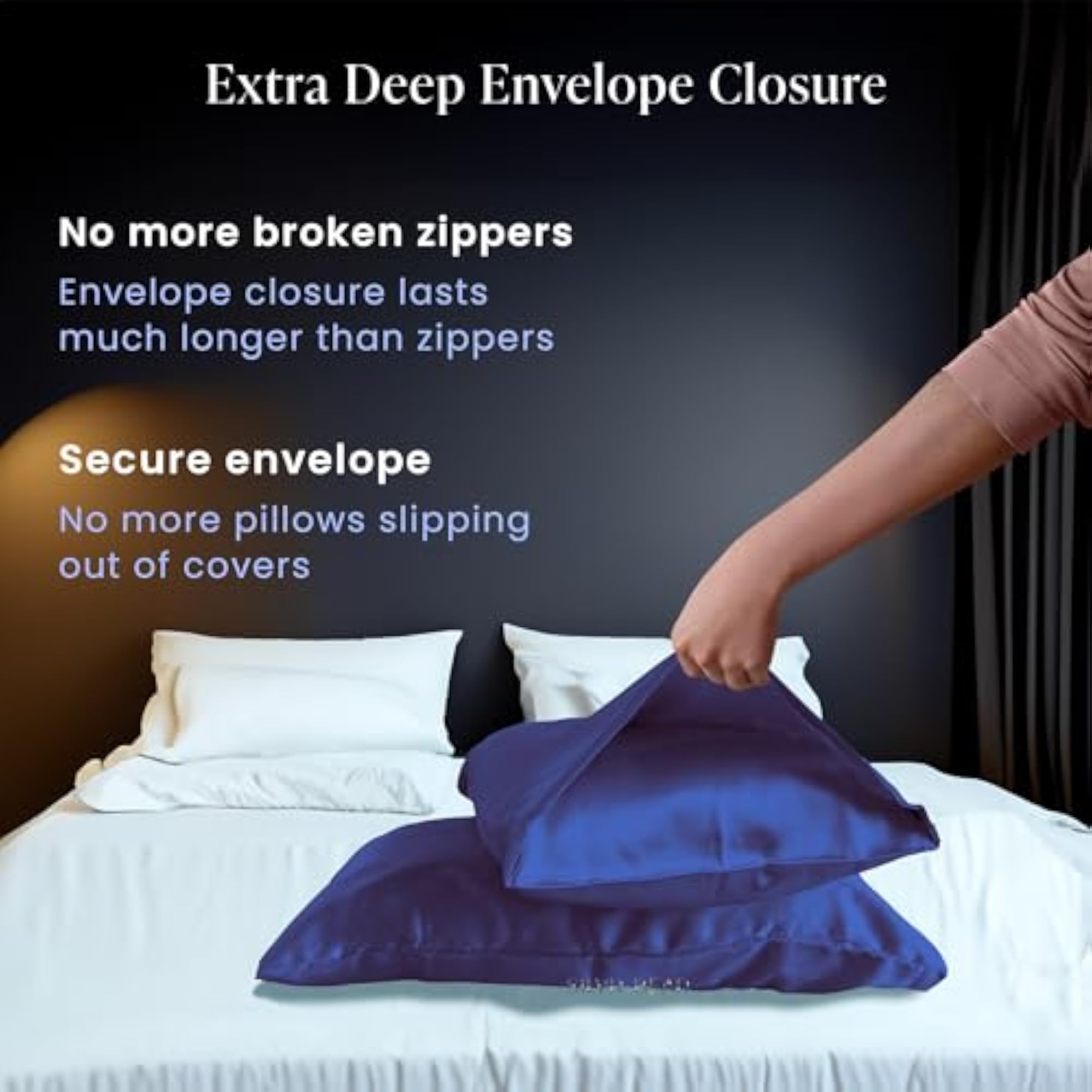 Luxury Solid Satin Pillow Covers + 3 Scrunchies