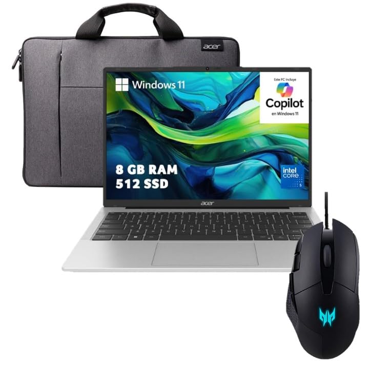 Laptops, Tools Acer Laptop Aspire Lite + Funda + Mouse Predator | Ci3 12th 8GB RAM 512GB SSD | Windows 11 Copilot | 6 núcleos