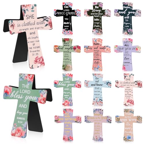 Resurhang 24 Pcs Magnetic Bookmarks Christian Cross Magnetic Page Markers Religious Bible Verses Bookmarks for Mothers Day Women Student Church Study Group Graduation Coworker Team (Flower)