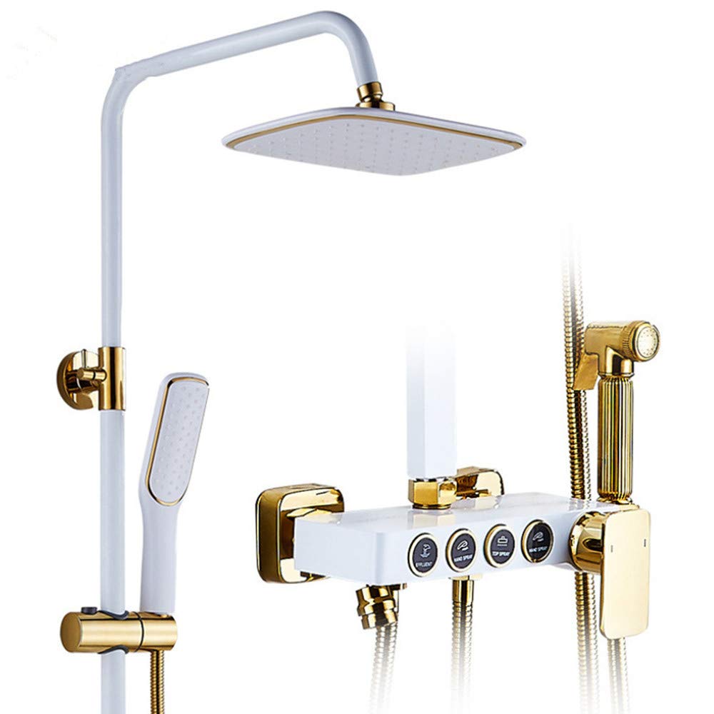 Bouton de douche or blanc en cuivre massif système de robinetterie luxe quatre vitesses