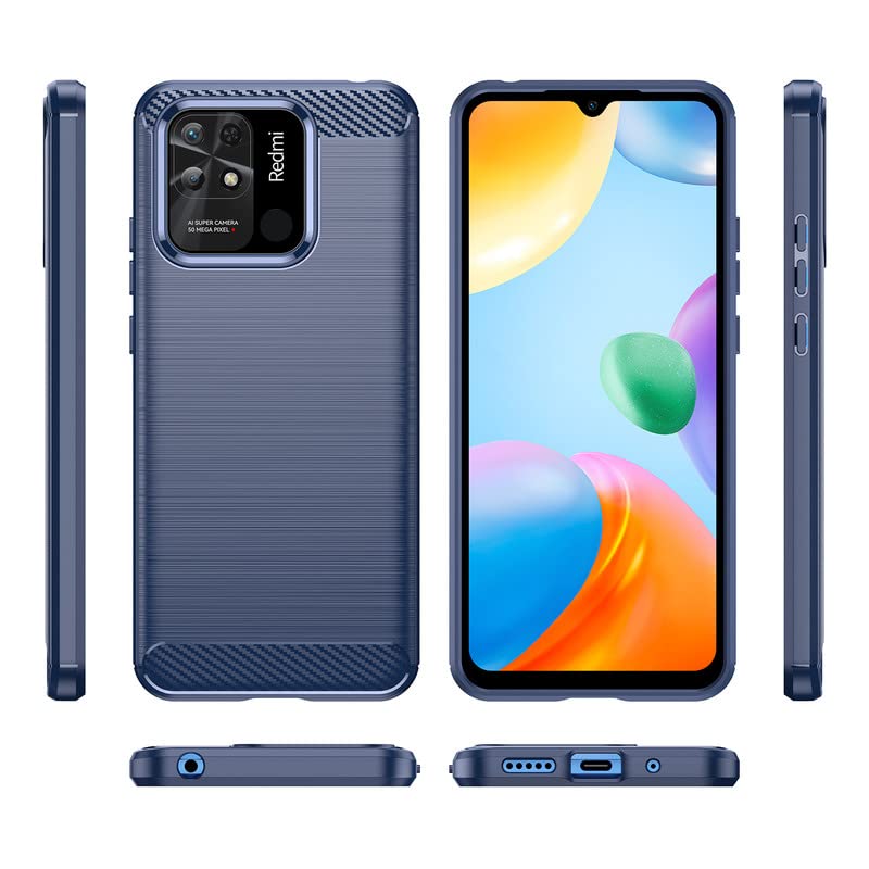 Image of Hybrid Carbon Fiber Back Case for Redmi 10 Power / 10C / Redmi 10 4G (Blue)