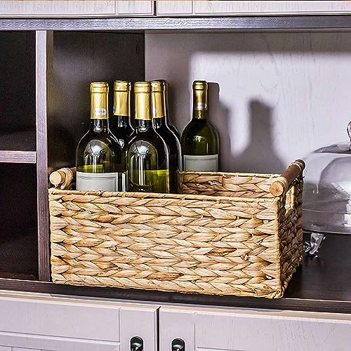 Panier en osier rectangulaire lot de 2 rangement jacinthe d'eau - 4