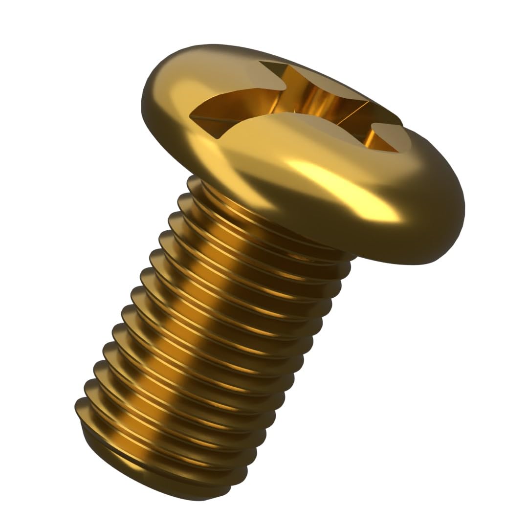 M6 (6mm x 20mm) Brass Phillips Pan Head Machine Screws Metric Fully Threaded DIN 7985 (Pack of 20) E3C, Yellow - Image 4