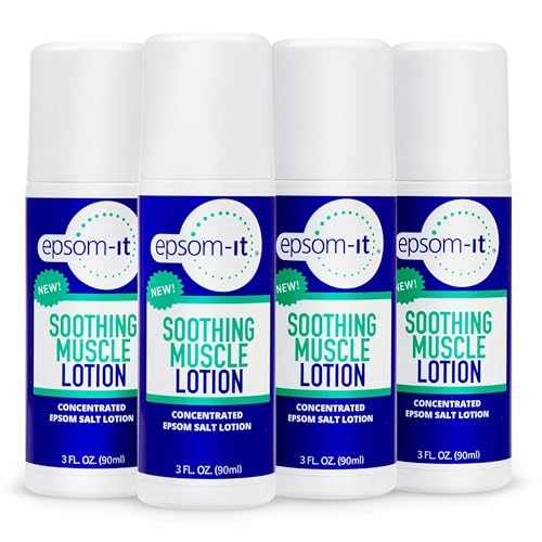 Image of Epsom-It Soothing Muscle Lotion - Roll On Epsom Salt Lotion with Arnica for Muscle Stiffness, Leg, Knees and Feet Discomfort, Topical Magnesium Cream, 3oz, 4-Pack