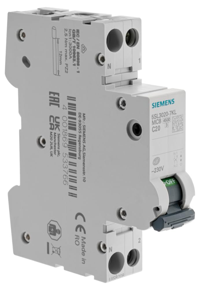 SIEMENS - Disjoncteur 20A Ph+​N courbe C 4.5kA 230V