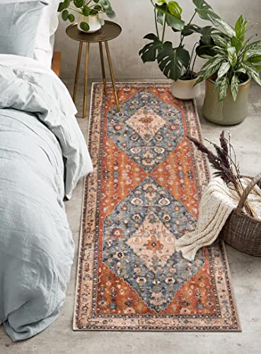 Lahome Boho Tribal Area Rug - 2X6 Persian Hallway Runner Rug Bohemian Vintage Bedroom Throw Rug Runner Faux Wool Non-Slip Machine Washable Low-Pile Floor Carpet For Kitchen Laundry Living Bathroom #TOP5