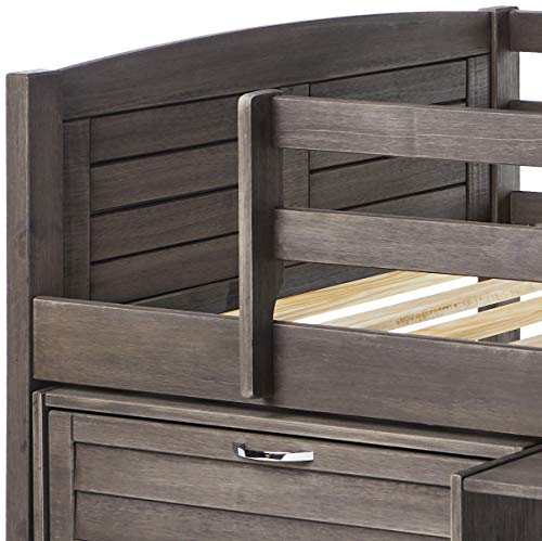 Donco Kids Louver Panel Modular Low Loft Bed In Antique Grey Finish - Combo Set B #TOP6