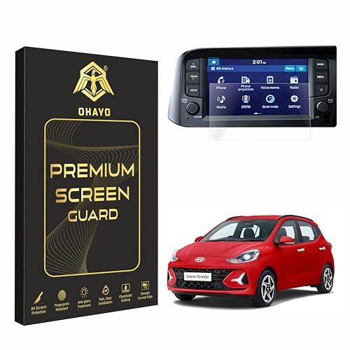 Image of OHAYO Screen Protector Compatible with Hyundai Grand i10 Nios 2023 2024 2025 Facelift Sportz Asta 8 Inch Infotainment Display | 9H Hardness | Anti Scratch | Military Strength | HD Clear Touch Response | Car Display Protection Film | Not Tempered Glass