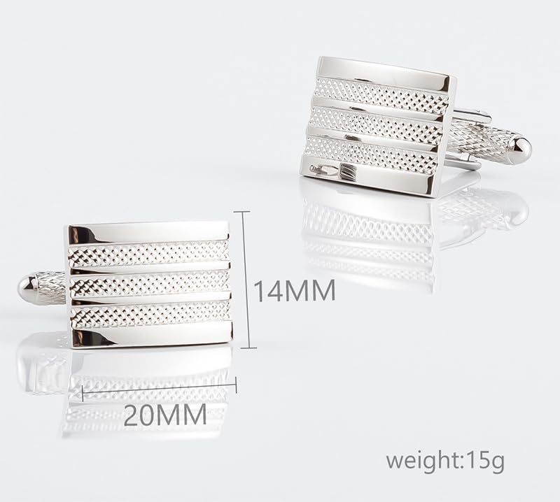 Set de Mancuernas Rectangulares de Metal Plateado miniatura 5