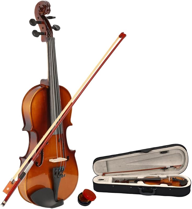 Violin Set for Beginners, Acoustic Violin Starter Kit with Case, Bow (1/2) | Student Fiddle Set, Natural wood violin, Basswood Body Complete kit Case, Bow, Rosin for kids 6-11