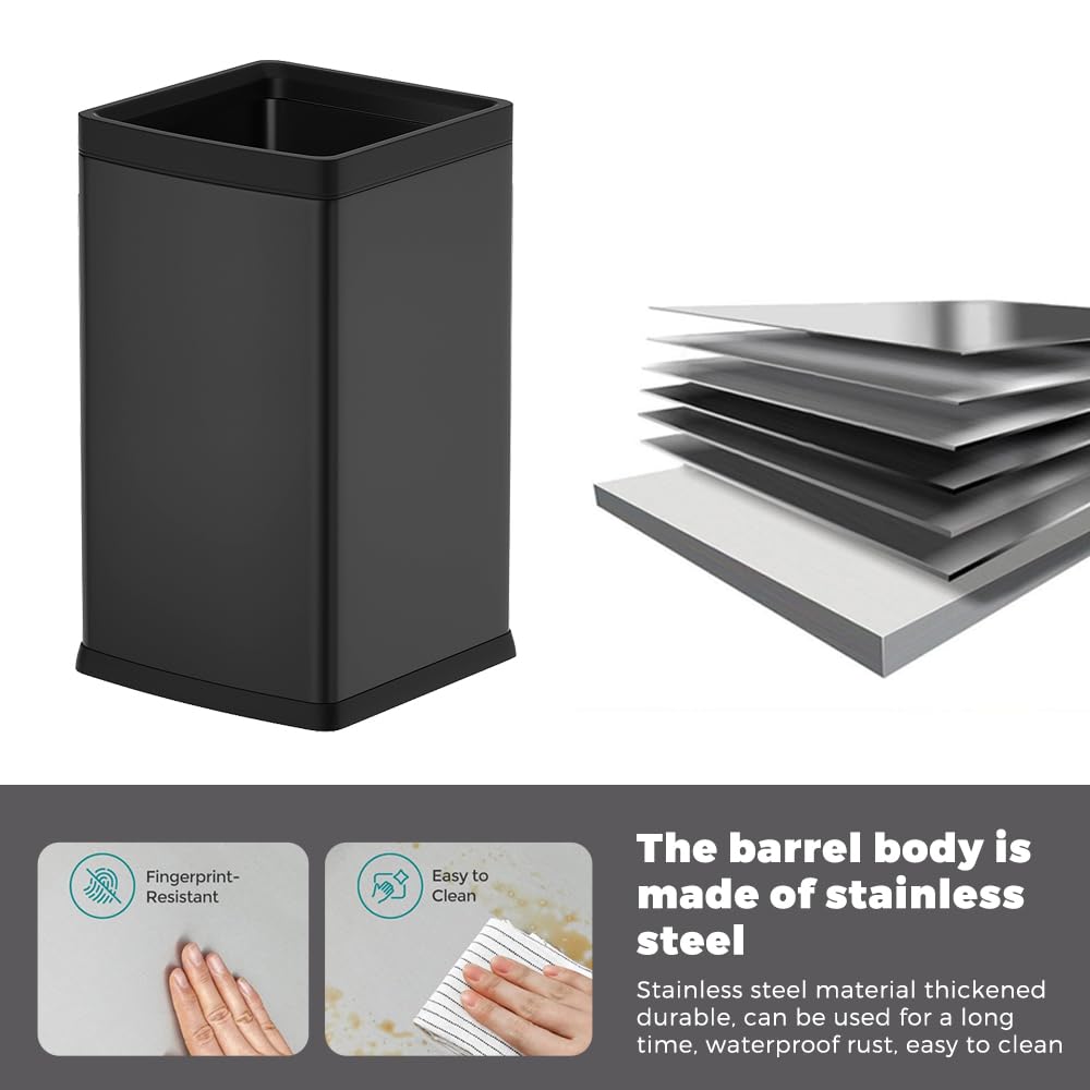 GUOOL Poubelle Divisée Double Compartiment Pour Bureau Salle De Bain Cuisine Noir