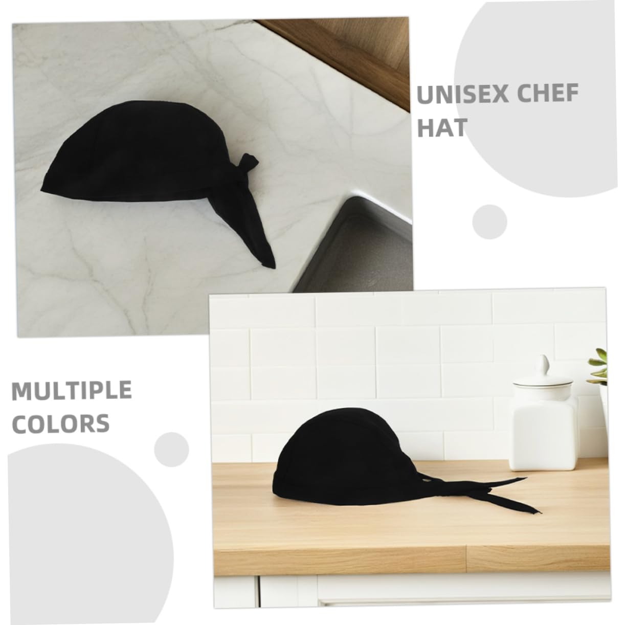 Gorro de Chef de Cocina Negro 12 Piezas de Algodón para Restaurante