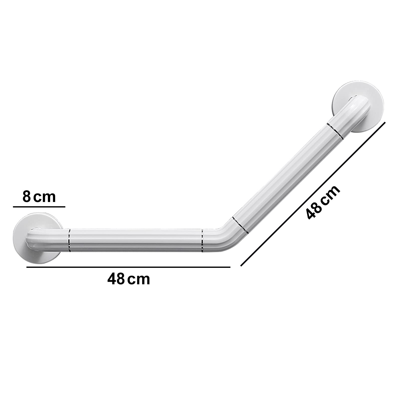 Asa de Seguridad para Baño 48 cm, Barra Baño Minusválido, Asidero Baño, Barra Agarre Ducha, Asidero Ducha, Barra Apoyo Baño, Baranda Baño Niños y Mayores, Barra WC