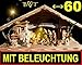 Produktbild BTV Exklusive Weihnachtskrippe mit Zubehör, 70 cm massiv Vollholz Massivholz mit hochwertigen Premium Figuren , Krippe KOMPLETT mit Figuren und Beleuchtung Laterne und Lämpchen K70MFTL