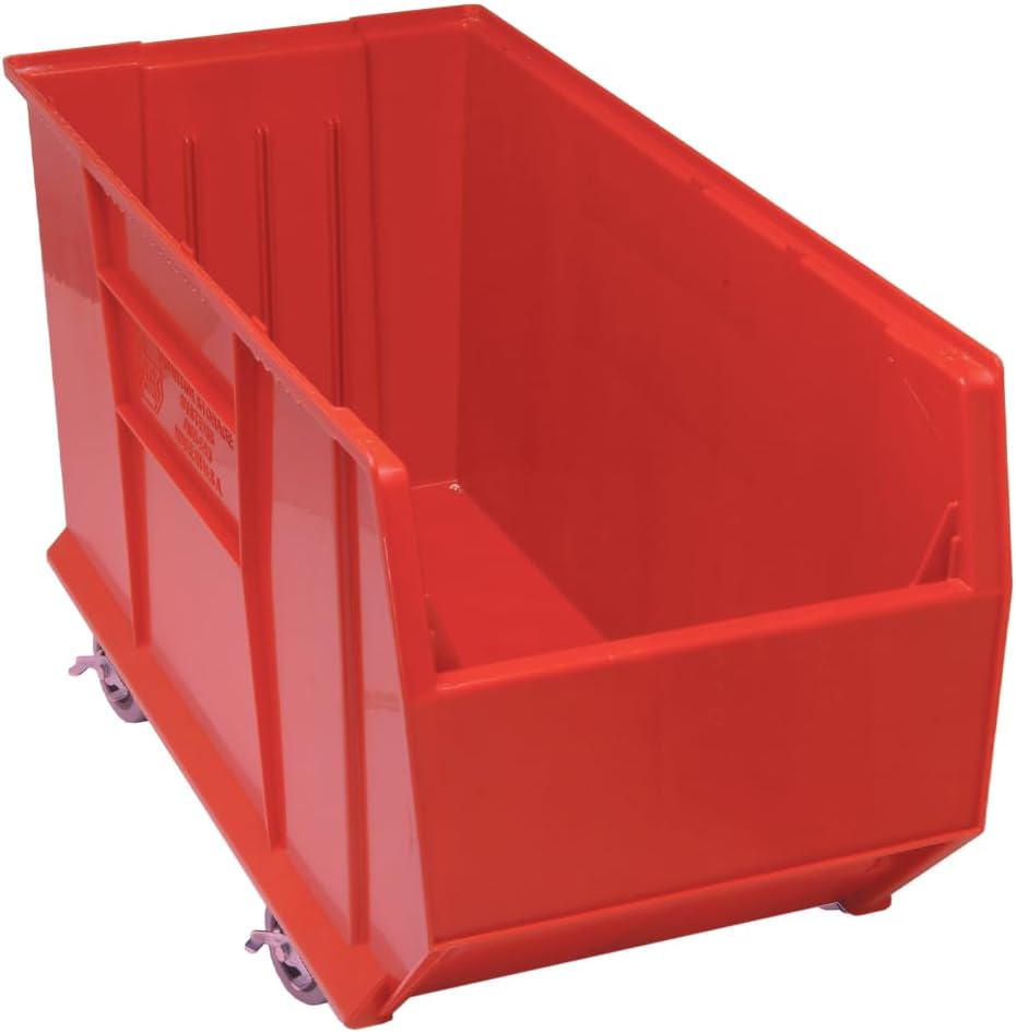 Quantum Storage Systems QUS994MOBRD Hulk Mobile Heavy Duty Part Organizer Red Bins 36" L x 17" W x 21" H