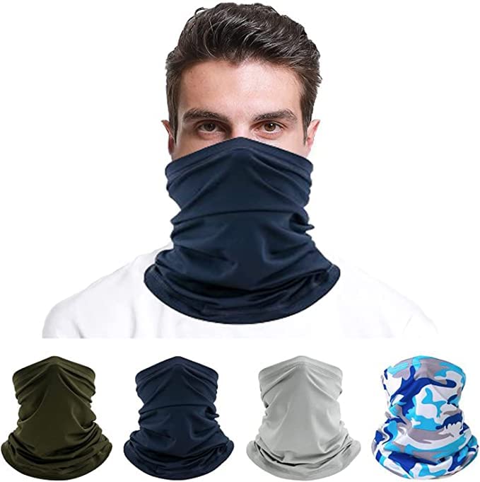 Ysimple 4 Stück Multifunktionstuch Schlauchschal Halstuch，Herren Sport Atmungsaktiv Winddicht Halsschlauch，Weich und Bequem Bandanas Loop Schal für Outdoor Skifahren Motorrad Laufen Radfahren