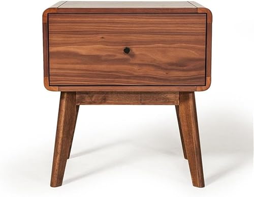 Miniatura 4 de VIG Furniture Marshall Mid-Century Collection - Mesita de noche moderna con patas de goma maciza con acabado de nogal, color marrón