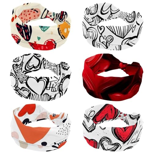 Bandeau sport Saint-Valentin : lot de 6 serre-têtes cœurs pour running et fitness
